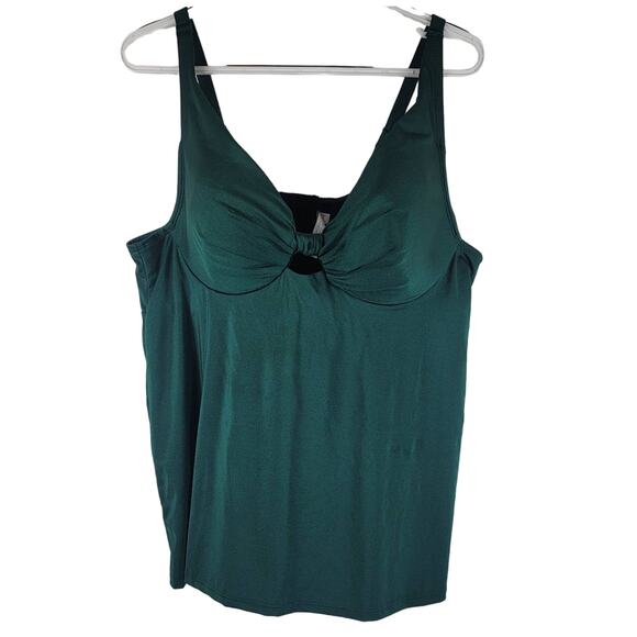 Cacique (Swim by Cacique) Plunge Green Bathing Suit Poolside VacationTankini 40C - Picture 1 of 5